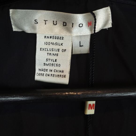 Studio M Women's Embellished 100% Silk Midi Dress Sz Large Boho Whimsigoth Black - Picture 6 of 16